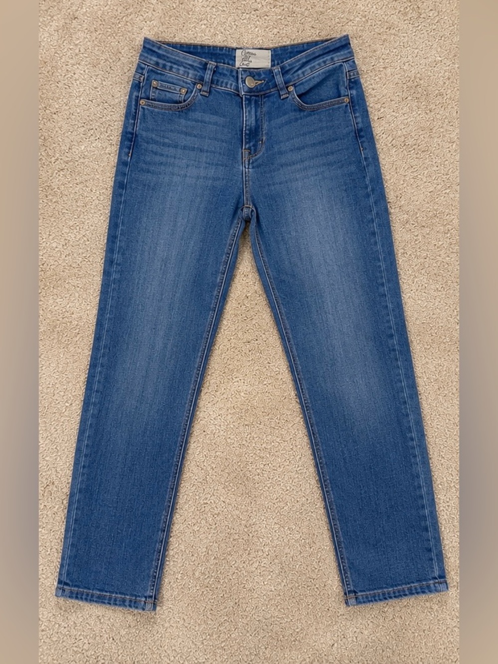Cosmic Blue Love High Rise Skinny Jeans Light Wash Stretch Size 32
